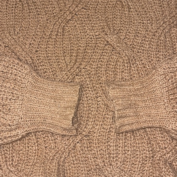 Free People mock turtle neck camel sweater size small cropped 100% cotton - Picture 4 of 8